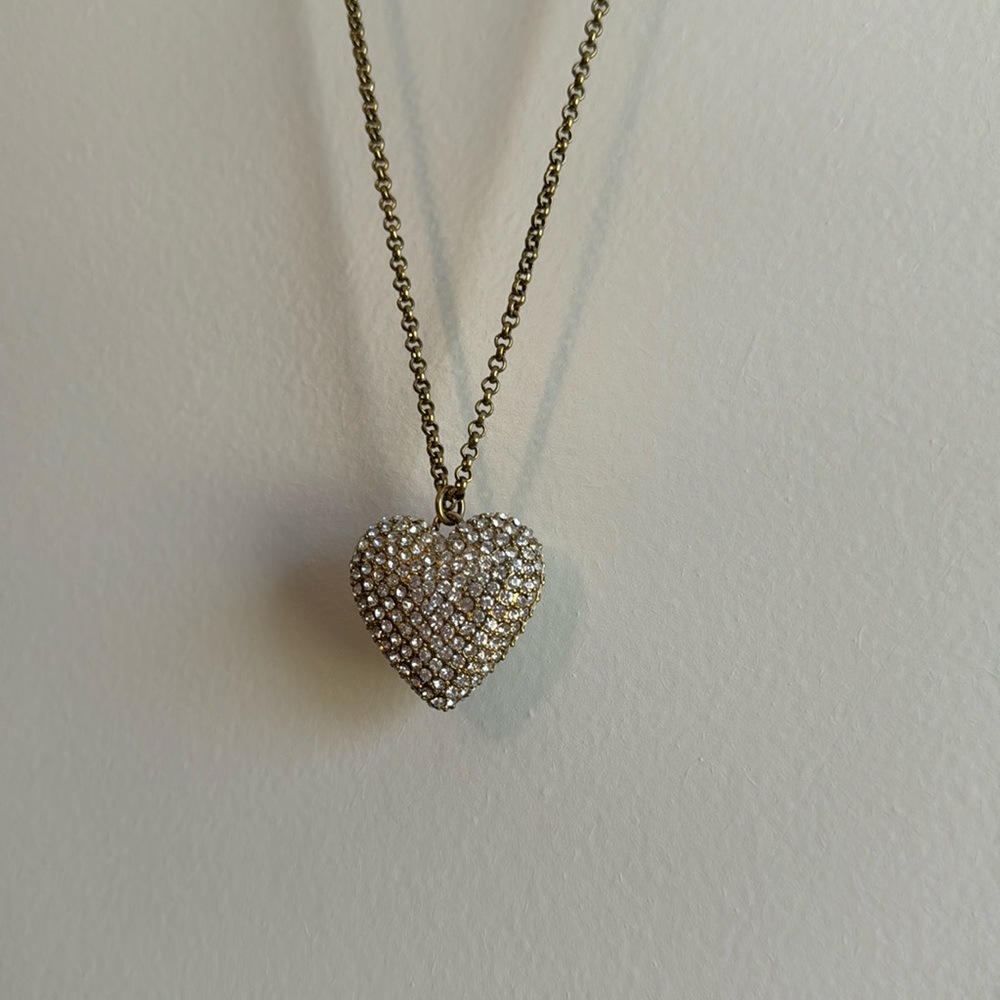 J Crew Pave Heart Necklace